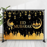 Lofaris Gold Moon Palace Lantern Galaxy Eid Mubarak Backdrop